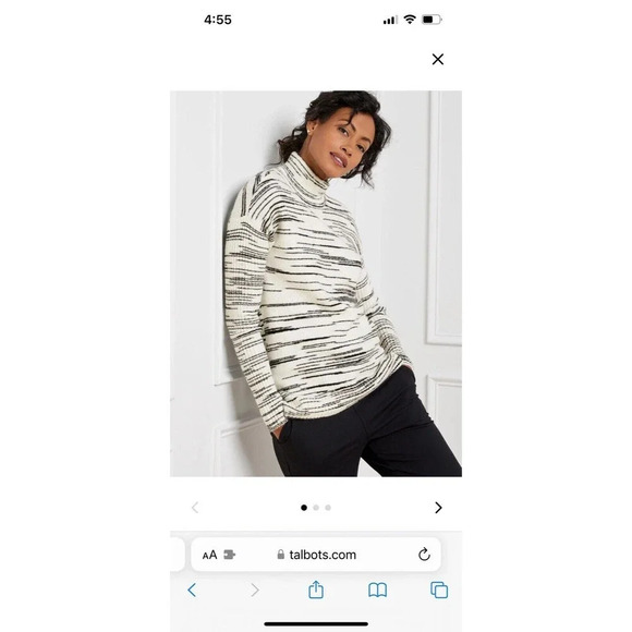 Talbots Women's Mock Neck Sweater Size XL Zip Detail Space Dye Black/White - Picture 3 of 8